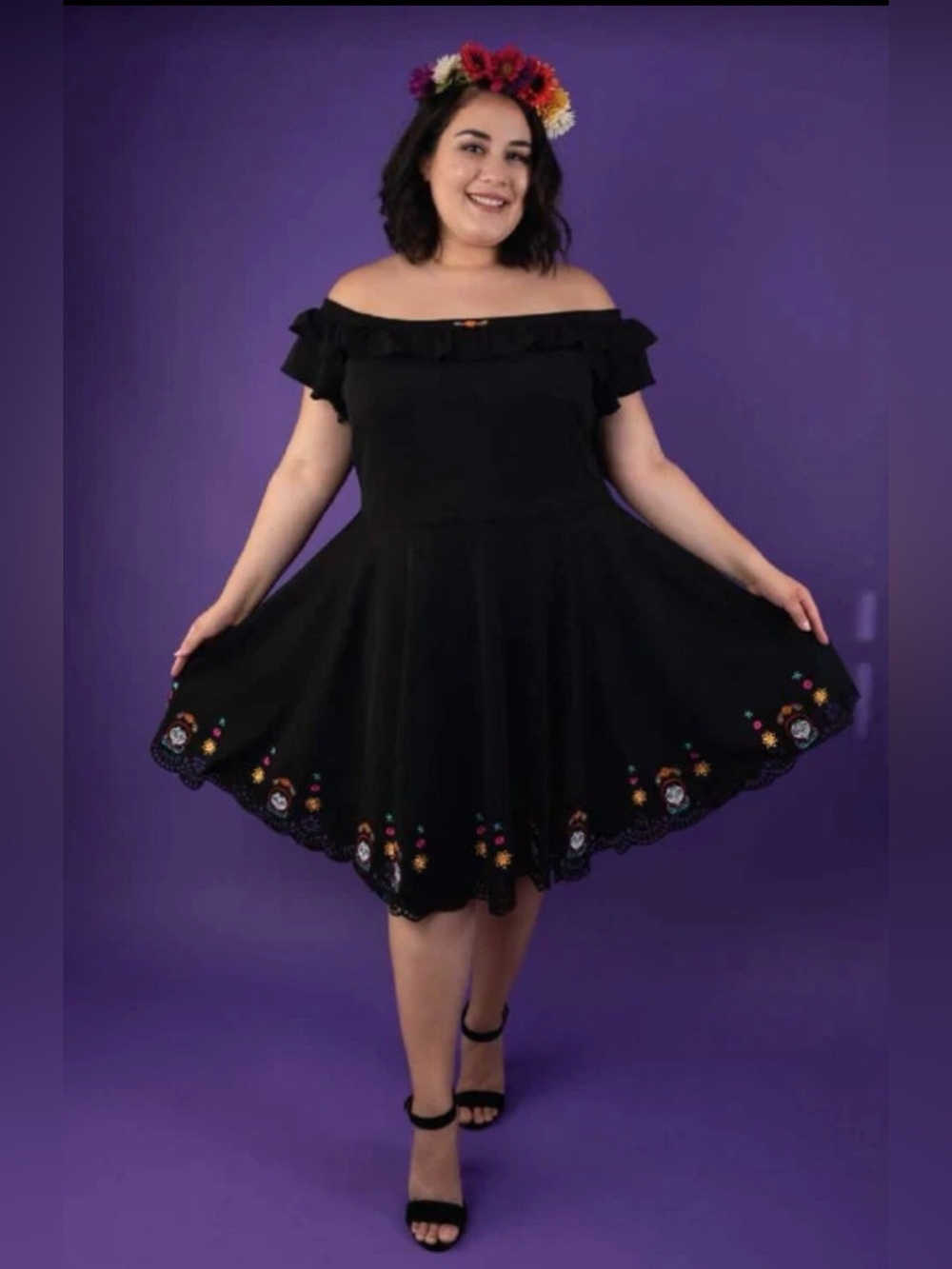 Stitch Shoppe Loungefly
 Disney Pixar Coco Embroidered Black Dress